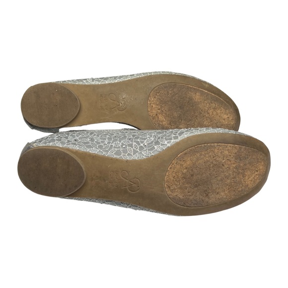 Adrianna Papell Shirley rhinestone embellished ballet flats 8 mesh silver lace - Picture 6 of 9